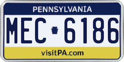 PA license plate MEC6186