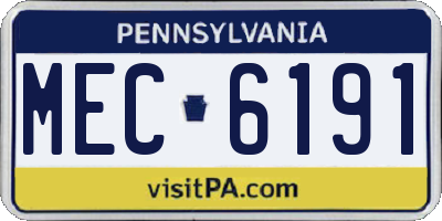 PA license plate MEC6191
