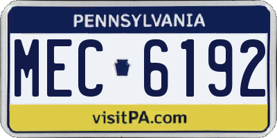 PA license plate MEC6192