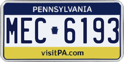 PA license plate MEC6193