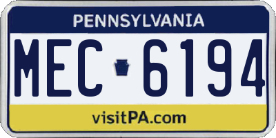 PA license plate MEC6194