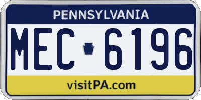 PA license plate MEC6196