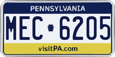 PA license plate MEC6205
