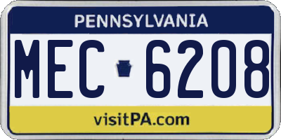 PA license plate MEC6208