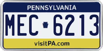 PA license plate MEC6213