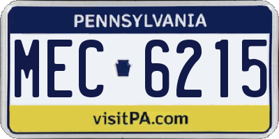 PA license plate MEC6215