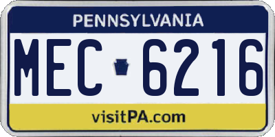 PA license plate MEC6216