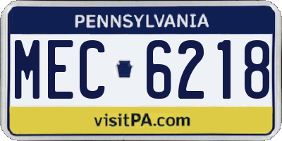 PA license plate MEC6218