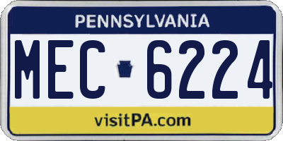 PA license plate MEC6224