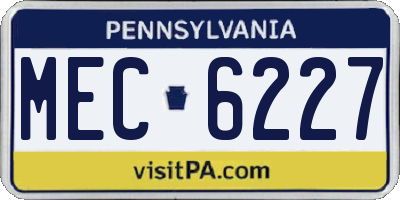 PA license plate MEC6227