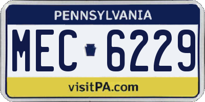 PA license plate MEC6229