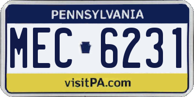 PA license plate MEC6231