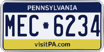 PA license plate MEC6234