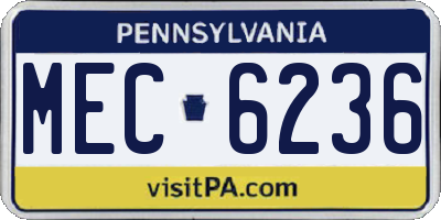 PA license plate MEC6236