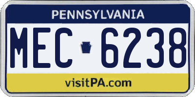 PA license plate MEC6238