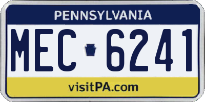 PA license plate MEC6241