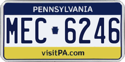 PA license plate MEC6246