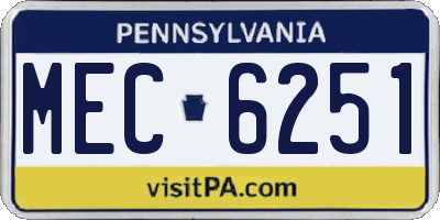 PA license plate MEC6251