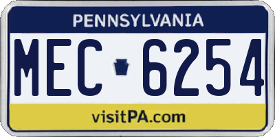 PA license plate MEC6254