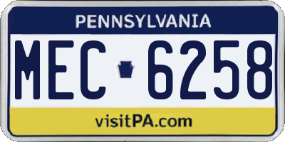 PA license plate MEC6258