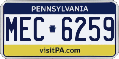 PA license plate MEC6259