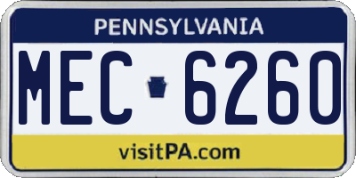 PA license plate MEC6260