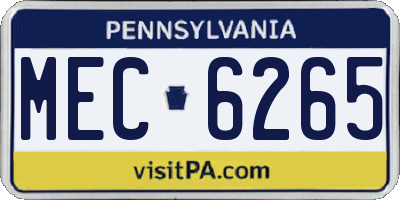 PA license plate MEC6265