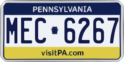 PA license plate MEC6267