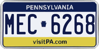 PA license plate MEC6268