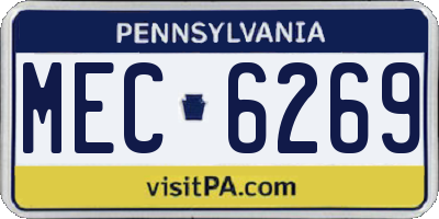 PA license plate MEC6269