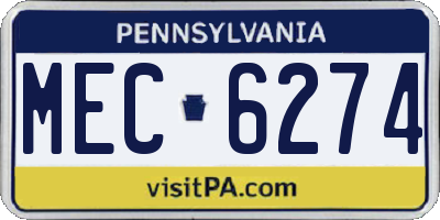 PA license plate MEC6274