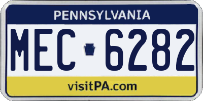 PA license plate MEC6282