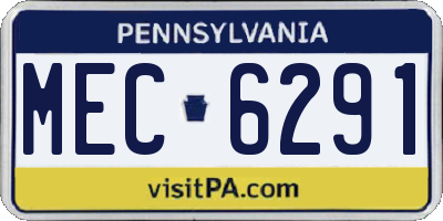 PA license plate MEC6291