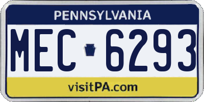 PA license plate MEC6293