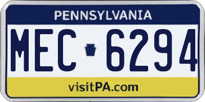 PA license plate MEC6294