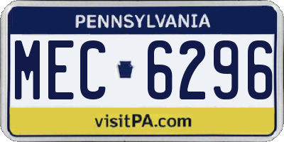 PA license plate MEC6296