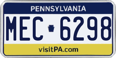 PA license plate MEC6298