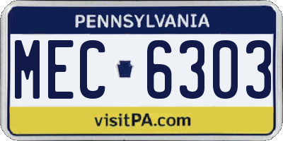 PA license plate MEC6303