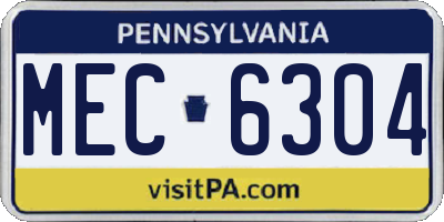 PA license plate MEC6304