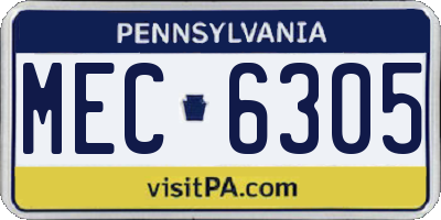 PA license plate MEC6305
