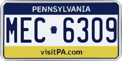 PA license plate MEC6309