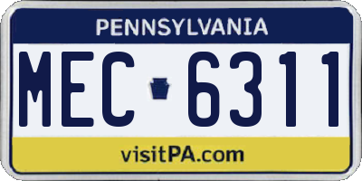 PA license plate MEC6311