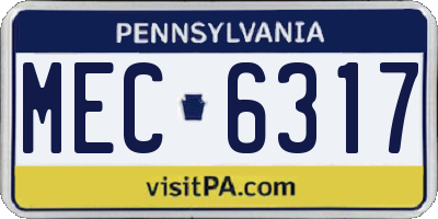 PA license plate MEC6317