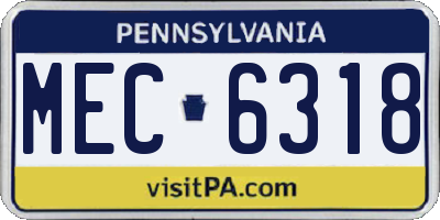 PA license plate MEC6318