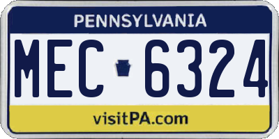PA license plate MEC6324