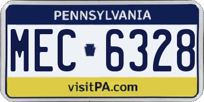 PA license plate MEC6328