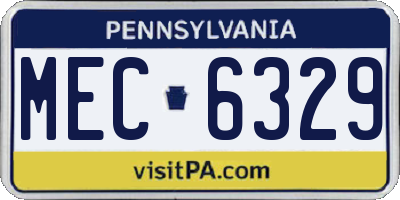 PA license plate MEC6329