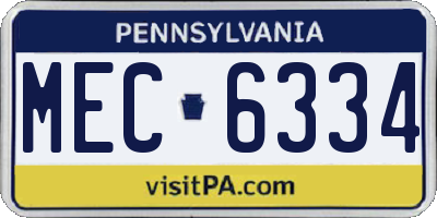 PA license plate MEC6334