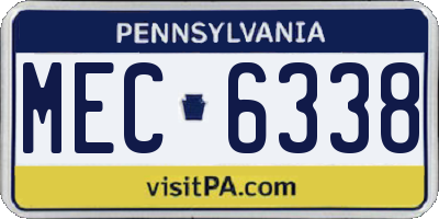PA license plate MEC6338