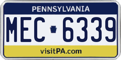 PA license plate MEC6339
